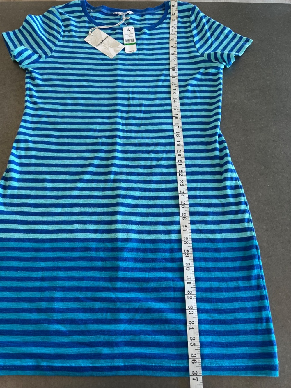 NWT Tommy Bahama Juan the Line Striped T-Shirt Dress in Cobalt Sea Sz L - Picture 4 of 6